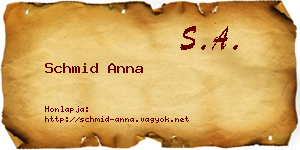Schmid Anna névjegykártya